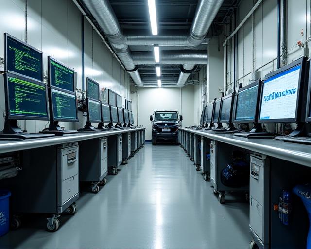 Interiér dílny Botanika Boost s diagnostickým zařízením a moderní technikou